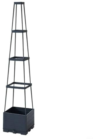 FUANA Jardinière surélevée pour jardin, pot de tomates auto-arrosage avec treillis pour plantes grimpantes, fleurs, légumes (4 égaux - grain de bois)