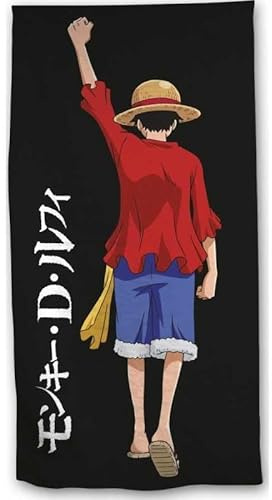 anemone Strandtuch, Baumwolle, One Piece, 70 x 140 cm – 320 g/m², weich und saugfähig – Badetuch für Kinder und Erwachsene – Manga Pirat Pool Reise Geschenk (A)