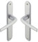 Vachette Set de Poignée de Porte sur Petite Plaque MONDIAL - Version Bec de Cane Porte Cuisine et Salon - Entraxe 165 mm - Système de Pose Facile - Garantie 10 ans - en Aluminium anodisé Argent