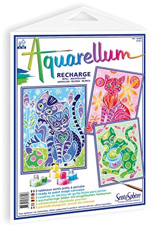 SentoSphère - RECHARGE AQUARELLUM - CHATS - Recharge Cartes Aquarellum - Kit peinture - Peinture Aquarellable Magique - A partir de 8 ans - fabriqué en France
