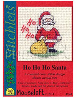 Mouseloft Mini Cross Stitch Kit - Ho Ho Ho Santa, Christmas Collection