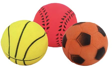 Rosewood Hundebälle für Kleine Hunde 3er Set Gummibälle mit Sprungkraft Kompaktes Format für Apportieren Training und Spiel Auffällige Farben Rosa Orange Gelb