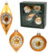 Dekohelden24 Lauschaer Christbaumschmuck - 3er Set Reflexkugeln Gold mit Glitter, 9 cm, mit goldenem Krönchen + 50 Schnellaufhänger in Gold GRATIS zu Ihrer Bestellung dazu !
