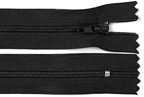 Schnoschi 1 Stück 60 cm Langer Spiralreißverschluss, Nicht teilbar, schwarz, 3mm Laufschiene Reißverschluss