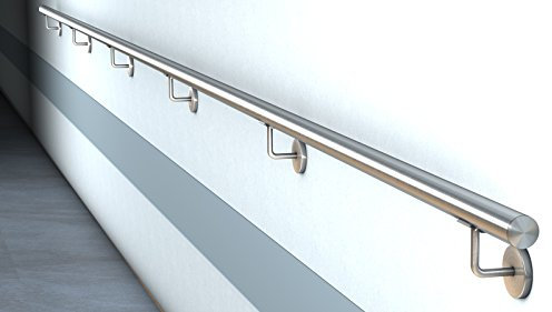 Edelstahl Handlauf V2A Fertighandlauf Geländer Treppe Griff 42,4x2 mit Klipsrosette (4,0 m)