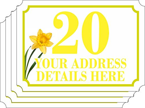Set of 4 (A6 = 148MM X 105MM) Daffodil Flower Personalised Wheelie bin Stickers (4 Pack) Printed with Your Street, Road or House Name (Daffodil)