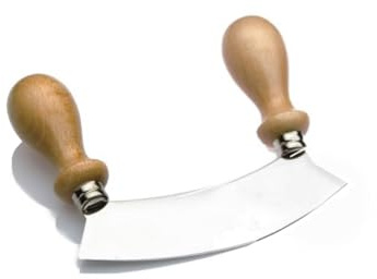 Tredoni 15cm Mezzaluna Knife Chopper Slicer Cutter, Moon Round Hachoir -Italian Stainless Steel (15 cm)