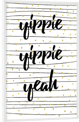 artboxONE Poster mit weißem Rahmen 30x20 cm Typografie Yippie 2 - Bild Yippie Yippie Yeah