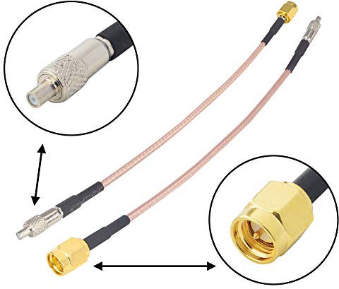 BOOBRIE Cable SMA a TS9 Coaxial RF Macho a Hembra 15cm - Conector de Antena de Baja Pérdida RG316 - Paquete de 2