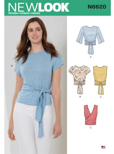 New Look Sewing Pattern N6620 Misses' Wrap Tops, Paper, White, Various