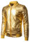 JOGAL Herren Metallic Nachtclub Reißverschluss Baseball Bomber Jacke Large Gold