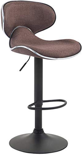 CLP Barhocker Las Vegas V2 mit Stoffbezug I Thekenhocker Mit Fußstütze I Tresenhocker Mit Trompetenfuß I Barstuhl Höhenverstellbar, Farbe:braun, Gestell Farbe:schwarz