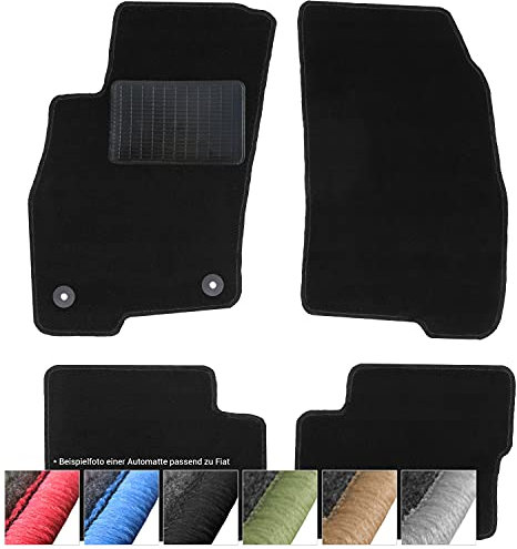 moto-MOLTICO Fußmatten Auto - Velours Autoteppiche passend für FIAT Panda 3 ab 2012-4-teiliges Set - Schwarze Automatten mit Schwarzen Ziernähten