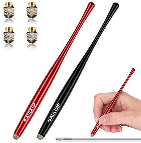 Stylus Pen, AULEEP Tablet Stylus Pen Touch Screen Pen, 2 Pack with 4 Nanofiber tips Stylus Pen for Mobile Phones, iPads, Kindles, Microsoft Surface (red black)