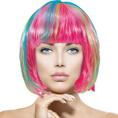 Plitsch Platsch Perücke Bob Pagenkopf Cabaret Wig Kurzhaar Charleston Perücken Fasching Karneval Halloween Motto Party - 24 Farben Varianten für Erwachsene, One Size (bunt)