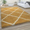 Paco Home Hochflor Teppich Wohnzimmer Schlafzimmer Shaggy Skandinavisch Rautenmuster, Grösse:300x400 cm, Farbe:Gelb