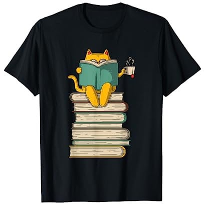 Reading Cat - Funny Book & Tea Lover Gift T-Shirt