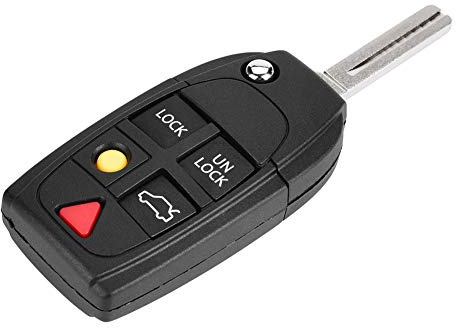 Key Shell Case Auto Keyless Entry-Fernbedienung mit geradem Schlüssel Ersatz Schlüsselanhänger Shell Case für S80 V70 XC70 XC90 S60 2000-2009 Schwarz