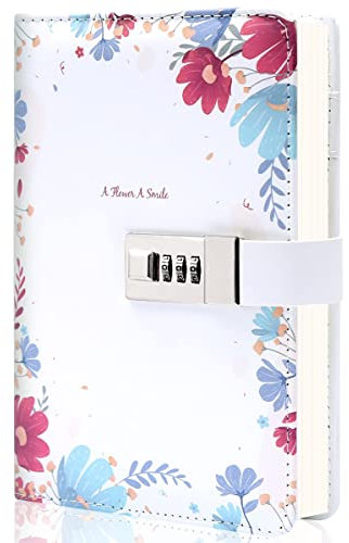 CAGIE Tagebuch mit Schloss für Frauen, geheimes Tagebuch, Notizbuch mit Zahlenschloss, nachfüllbares Tagebuch, Notizbuch für Mädchen, 224 Seiten, dickes Papier, 14 x 19,8 cm