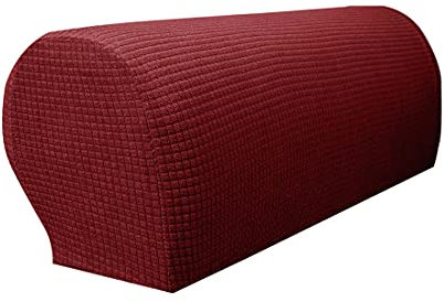 Xlabor Wasserdicht Armlehnenbezüge 2-er Set verstellbar Spandex rutschfest Armlehnenschoner Armkappen für Stuhl Sofa Sessel Couch Rot