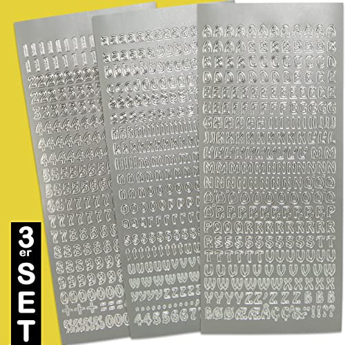 WIKAKERZEN Sticker Buchstaben-Set Groß- und Kleinbuchstaben mit Zahlen zum Beschriften von glatten Flächen wie Kerzen zur Taufe Kommunion oder Hochzeit (Schriftart Gerade, Silber)