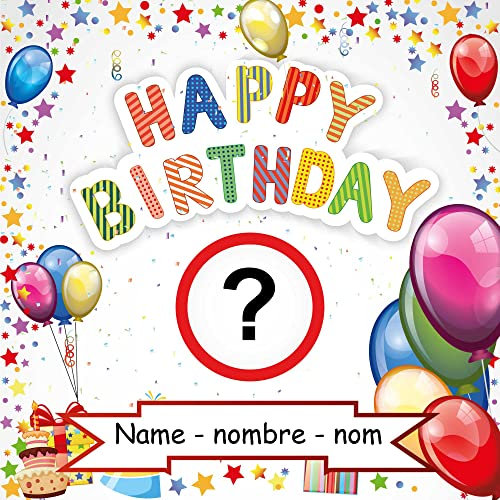 Indigos UG - Banner Geburtstag - Geburtstagsplane - Geburtstagsbanner Name & Alter 100x100 cm - Happy Birthday - individuell mit Wunschtext personalisiert - Wunschname und Jahreszahl
