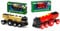 BRIO World 33630 - Goldene Batterielok mit Licht und Sound & World 33592 Rote Lola elektrische Lok - Batterie-Lokomotive mit Licht & Sound