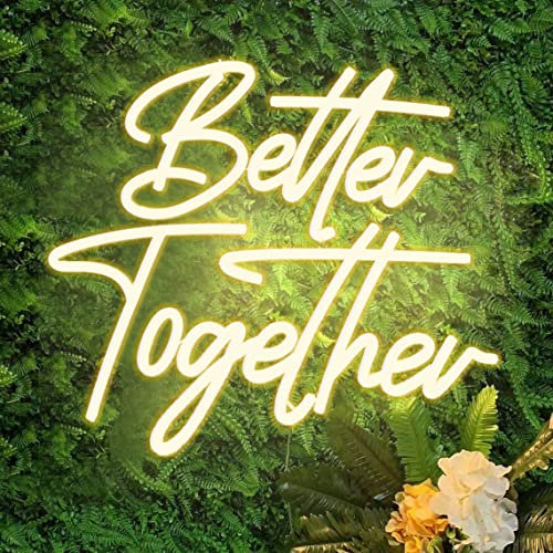 DAKABUKA Better Together,Segni al neon con luci LED bianche calde per matrimoni, doccia, decorazione da parete, fidanzamento, festa con interruttore dimmerabile, alimentazione USB da 5 V (37.1x33 cm)