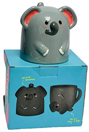 Tazza da caffè/tè 3D dipinta a mano, a tema animali selvatici, a forma di elefante a testa in giù, idea regalo