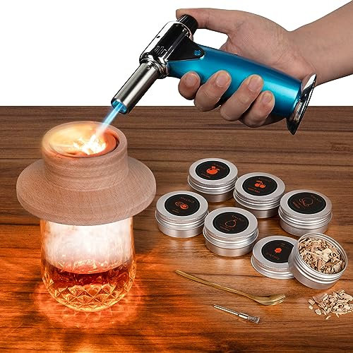 Cocktail-Räucher-Kit mit Taschenlampe, altmodisches Whiskey-Räucherte-Set für Party, 6 Geschmacksrichtungen für Cocktail, Whiskey, Bourbon Smoker-Liebhaber, Geschenke für Geburtstag, Männer, Vater,