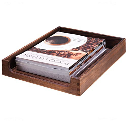 NiOffice Holz Briefablage A4, Dokumentenablage aus Natürlichem Kiefernholz, Stapelbar und Platzsparend, Multifunktionale Aufbewahrung für Akten, Papier und Kleine Accessoires, HxBxT: 5 x 27 x 35 cm