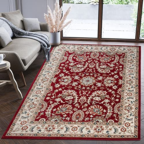 Mazovia Groß Teppich Flur 200x300cm Rot Klassisch Traditionell Weich | Teppich für Eingangsbereich Küche Büro Wohnzimmer Schlafzimmer Pflegeleicht Fußbodenheizungsgeeignet Kurzflor Synthetisch