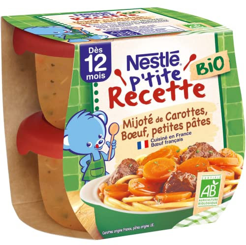 Nestlé Bébé - P'tite Recette mijoté de carottes bœuf BIO - dès 12 mois - 2 x 190g