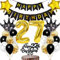 Dalettu 27. Geburtstag Dekoration, Luftballon 27. Geburtstag Männer Deko, Kuchendeko Geburtstag 27 Jahre Frauen, Happy Birthday Deko 27 Geburtstag Mann, Gold Geburtstagsdeko 27 Jahre Mann Frau