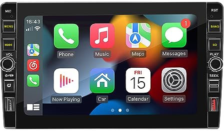 [1+32GB] Radio de Coche Android 12 de 9 con Apple CarPlay inalámbrico y Android Auto Estéreo de Coche de Doble DIN con navegación por satélite Soporte Bluetooth WiFi FM RDS Cámara de visión Trasera