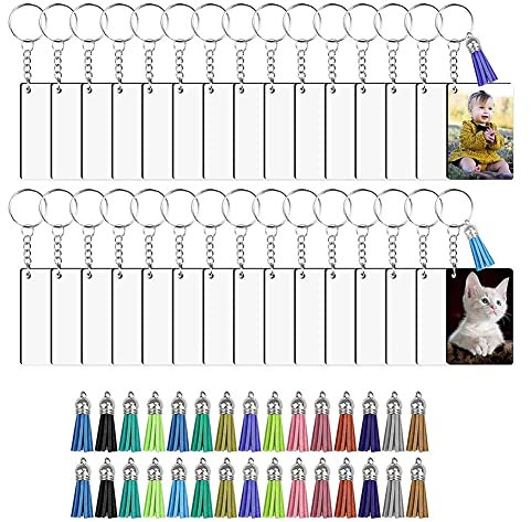 Oikabio Lot de 30 porte-clés ronds en acrylique transparent avec trou