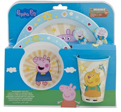 My sweety pop - Kindergeschirr Set - Lunchset - 5-teiliges Set - Teller - Schüssel - Glas - Gabel - Löffel - Peppa Pig - Unisex