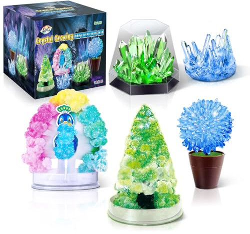 JOPSHEEN Kit de Cultivo de Cristales, Cultiva 5 Cristales, Kit de Ciencia & Experimentos para Niños, Kit Científico Exclusivo