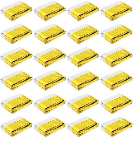 sourcing map 24 Stück Hochreflektierende Folie, 82x52-Zoll Gewächshausabdeckungsfolien für Erste-Hilfe-Decke Wachstumsraum Kamerareflektor Einfaches Zelt Outdoor-Notfall (Gold, Silber)