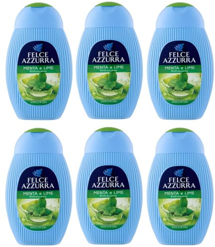 6x Felce Azzurra Menta e Lime Rinfrescante Gel da Doccia - Doccia Gel Bagnoschiuma 250ml