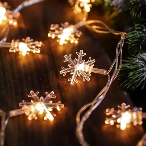 MUCHER Schneeflocke Lichterketten 6M 40LED USB Weihnachtsdeko Lichter Dekorative Beleuchtung für Weihnachten Valentinstag Hochzeit Geburtstag Party Schlafzimmer(Warmweiß)