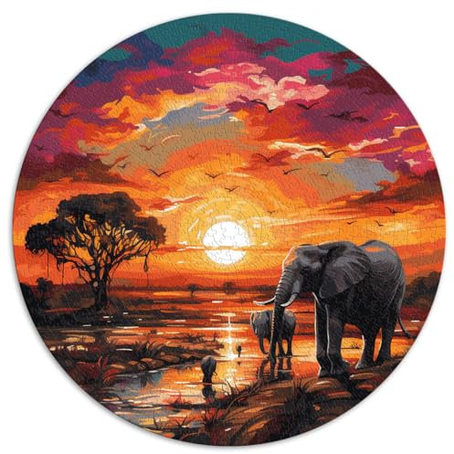 Puzzle für Erwachsene mit 1000 Teilen, „Elefant läuft weiter“, kreatives rundes Puzzle, für Erwachsene und Kinder ab 12 Jahren, Kartonpuzzle, tolles Geschenk für Erwachsene, Größe: 67,5 x 67,5 cm