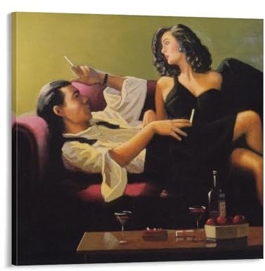 Wandkunstdrucke nach Mitternacht von jack_vettriano, Gemälde auf Leinwand, Wandkunst, Poster, Rollbild, Wanddekoration, Heimposter, 70 x 70 cm