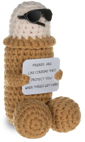 WenmthG Funny Gift for Dead Buddy and Friend, Mini Funny Knitted Toy with Positive Card, Creative Cute Crochet Doll Cheer Up Gift for Friends