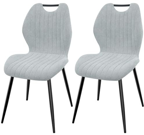 LEWE Esszimmerstühle 2er Set, Küchenstühle Wohnzimmerstuhl Polsterstuhl mit Metallbeine,Stuhl mit Stoff-Rückenlehne, Stühle für Esszimmer Wohnzimmer Küche