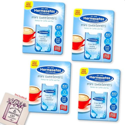 Mini Sweetener 1200 Tablets (4x300 Pack) Calorie-free Table Top Sweeteners Based on Saccharin | Dissolvable Minis | Sugar-Like Taste | Zero-Calorie