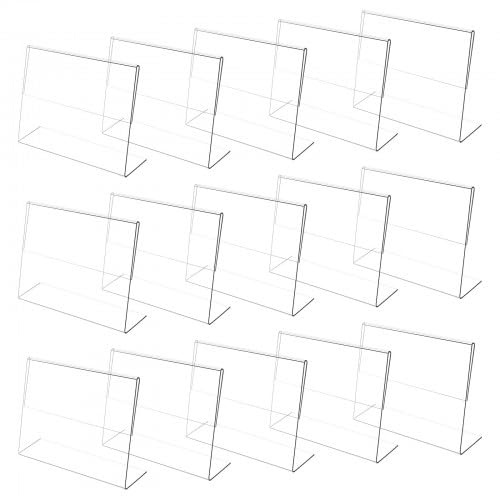 Expositor Metacrilato Transparente 10x8cm, 15pcs Soporte de Etiquetas de Acrílico, Portatarjetas Exhibición de Letreros, Titular de la Tarjeta de Etiqueta de Precio para Oficinas Comercios