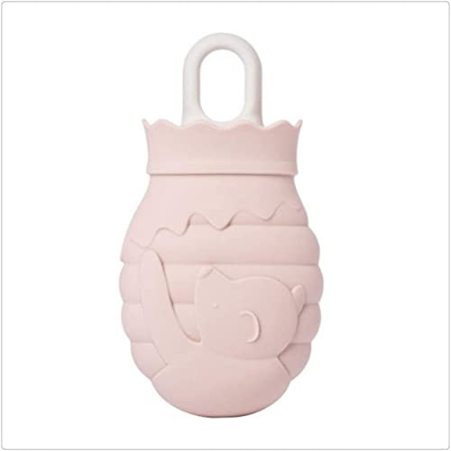 ZUOZUIYQ Bouillotte en Silicone Bouillotte Ours avec Couverture Tricotée Chauffage Micro-Ondes Bouteille en Silicone Sac Chaud (Couleur : B, Taille : S)