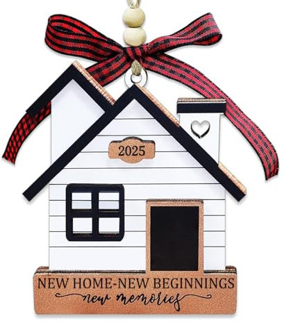 Bfuebur New Home Gifts Weihnachtskugeln, Weihnachtsbaumschmuck aus Holz mit Karte, Einweihungsgeschenke für Paare, Freunde, Nachbarn