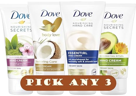 Dove Nourishing Hand Cream for Dry Skin 75ml | Pick Any 3 | Restoring Care, Invigorating Ritual, Awakening Ritual & Essential Care | 3 x 75ml